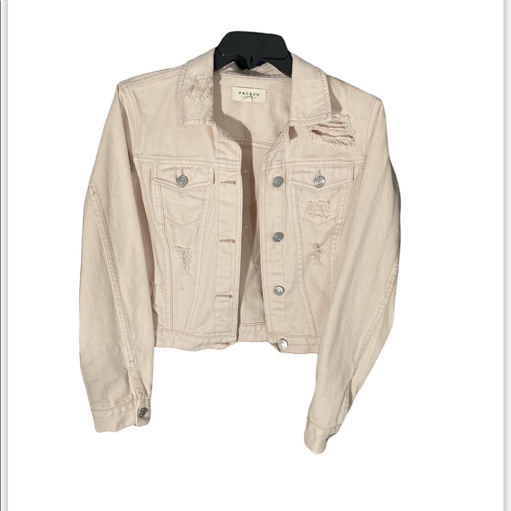 pacsun pink denim distressed jacket